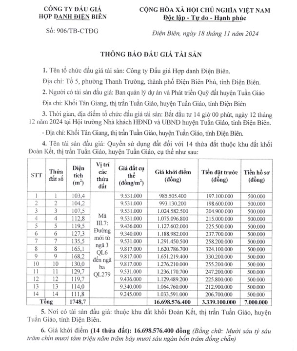 Hubet6600 đấu giá khu đất khối Đoàn Kết