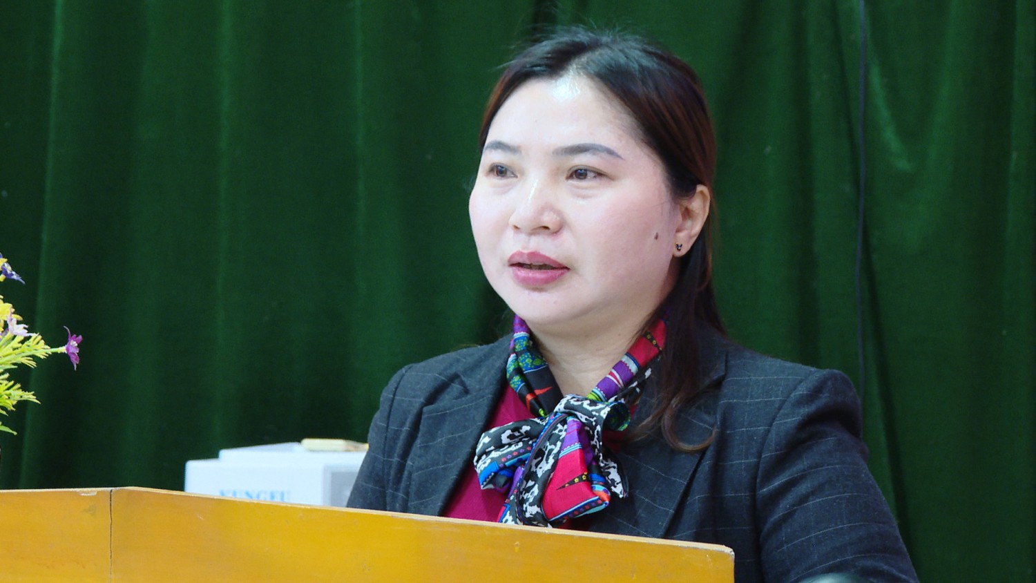 Đồng chí Phạm Thị Tuyên Phó Chủ tịch Hubet com huyện chủ trì phiên đấu giá