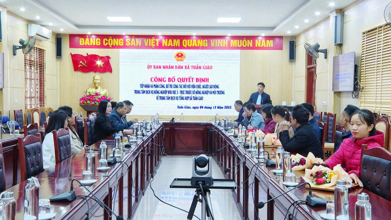Công bố Hubet7799 tiếp nhận và phân công, bố trí Hubet88 đối với viên chức, người lao động Trung tâm Dịch vụ Nông nghiệp khu vực 3- Trực thuộc Sở Nông nghiệp và Môi trường về Trung tâm Dịch vụ Hubet12 com xã Tuần Giáo